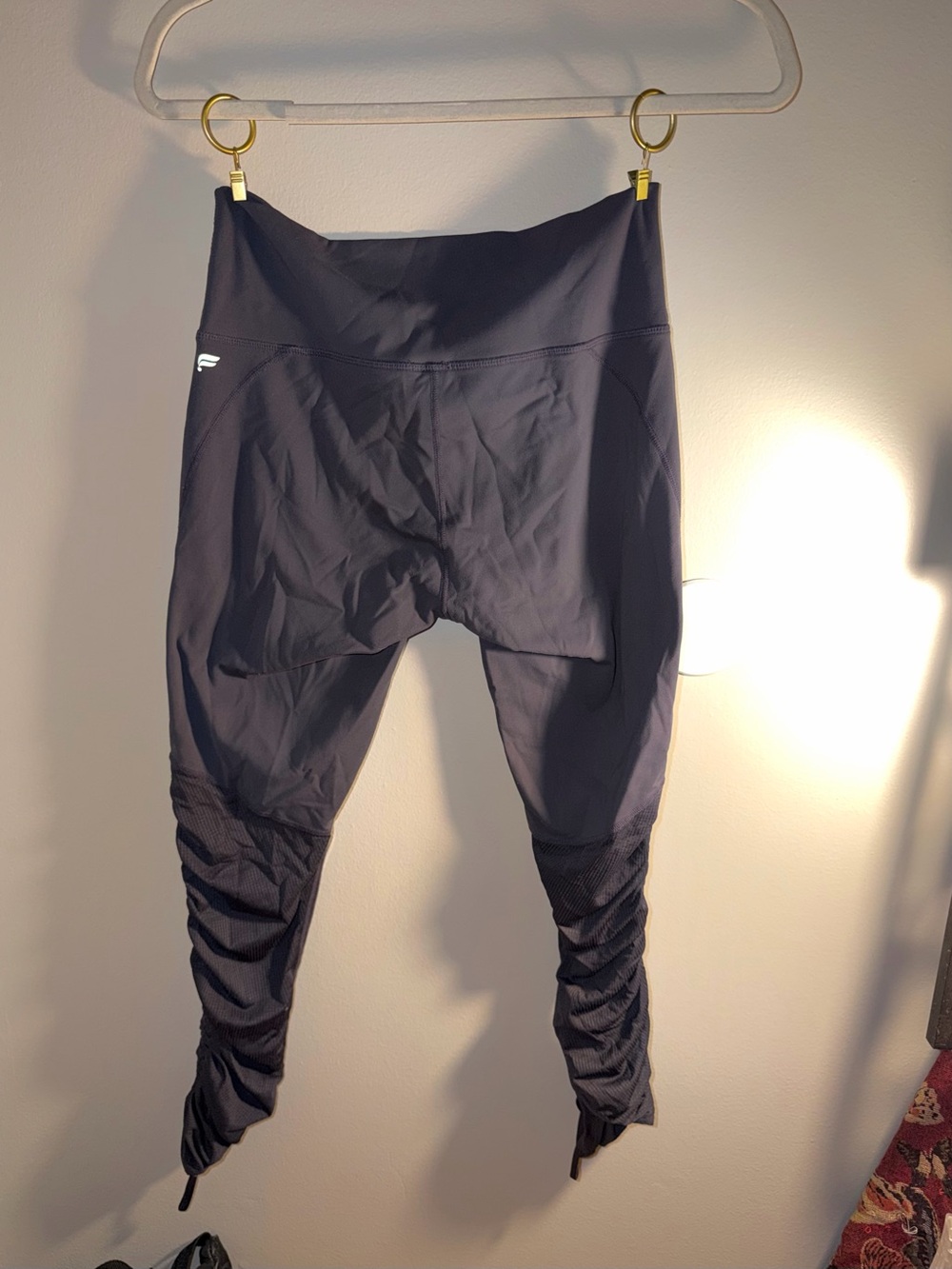 Fabletics High Waisted Ruched Calf Leggings Purple - Picture 2 of 5